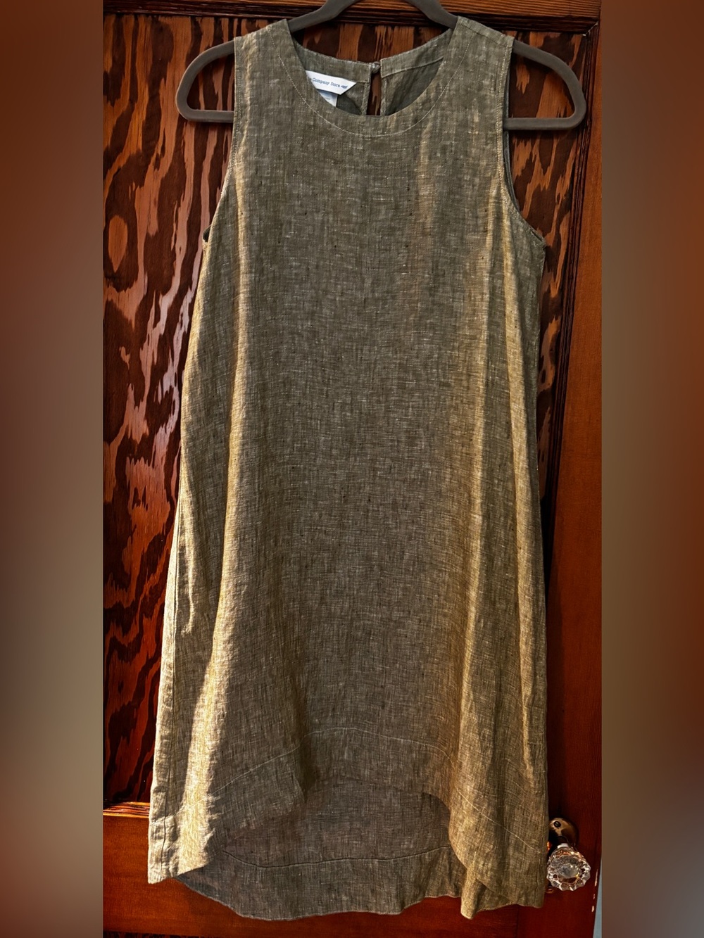 Crisp Linen A-Line Dress in Olive